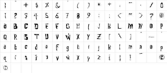 Waxtrax Regular  glyph index