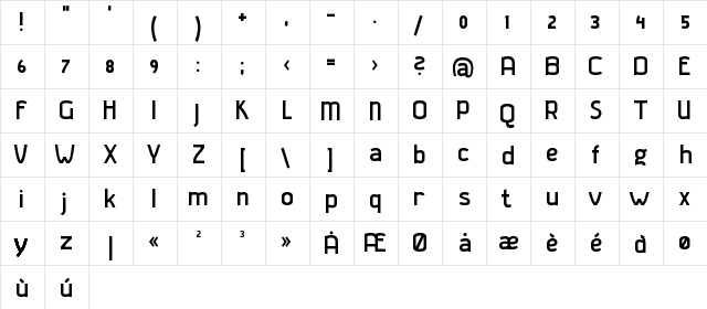 Gladatur Rum Regular  glyph index