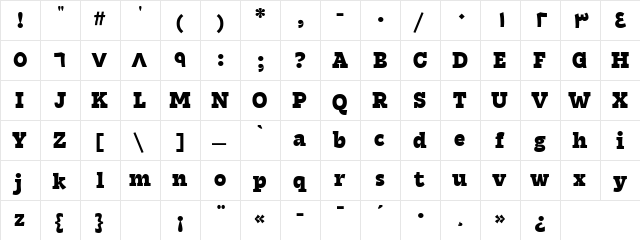 Tarif Arabic Extrabold  glyph index