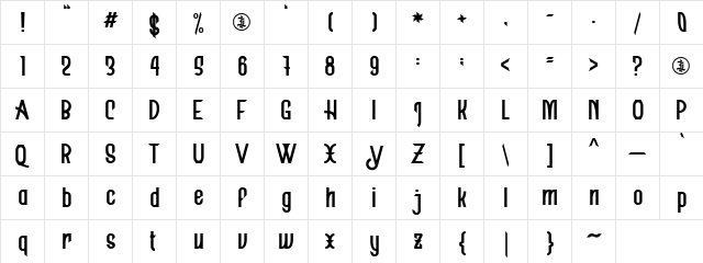 Raidspell Personal Use Only Regular  glyph index