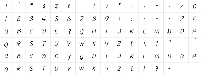 Bammy Imp Regular  glyph index