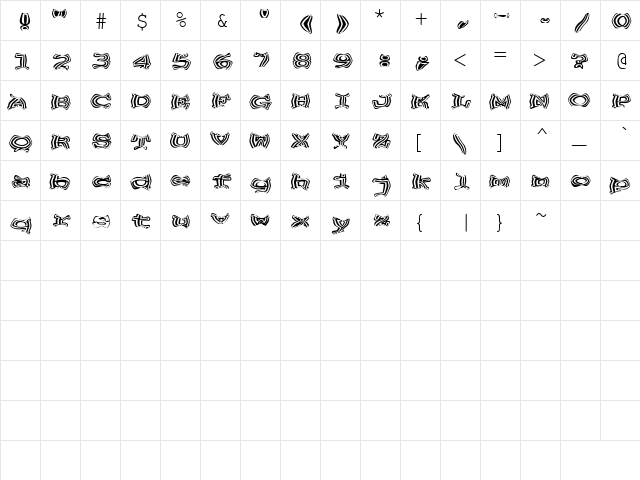 Kelation Regular  glyph index