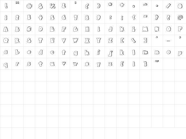 KF Lumpy Regular  glyph index