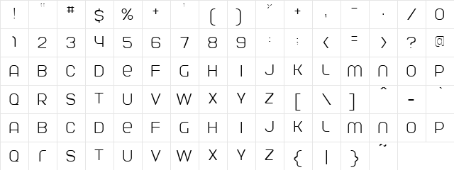 Parvoflavin Light  glyph index