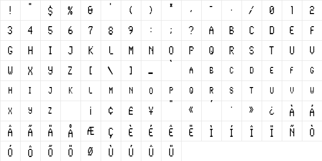 LowtechCondensed Regular  glyph index