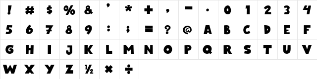 BlueNight Regular  glyph index