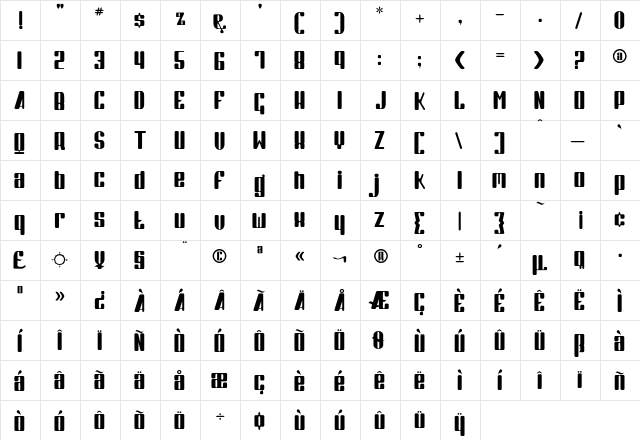 Kode Regular  glyph index