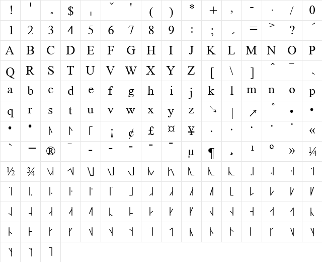 Intone-d Inton SILDoulosL Regular  glyph index
