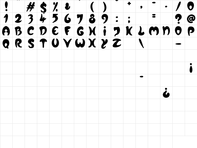 Crazy Love Song Regular  glyph index