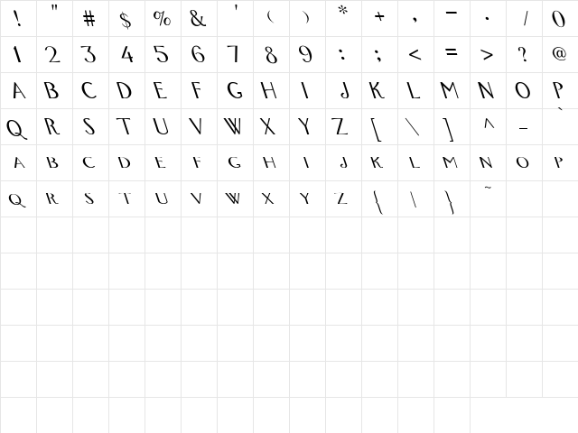 Foxxy Trot to the Left Regular  glyph index