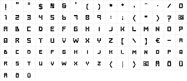 Baumarkt Bold  glyph index