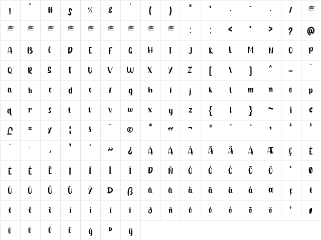 Shiny Unicorn - Personal Use Regular  glyph index