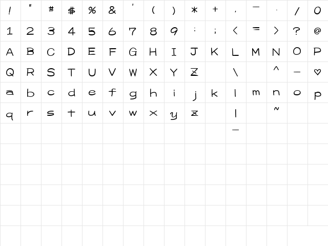 DD BRILLIANT2UAlp Regular  glyph index