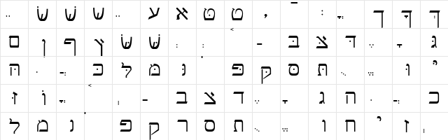 BenEzra Regular  glyph index