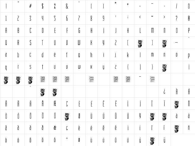 Cinema Capitol Regular  glyph index