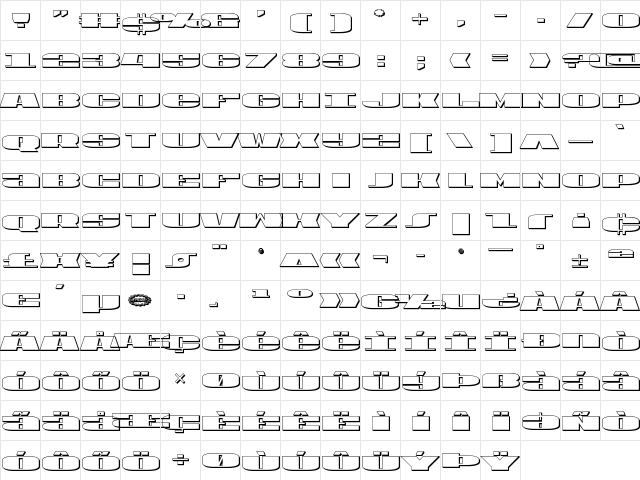 U.S.A. 3D Regular  glyph index