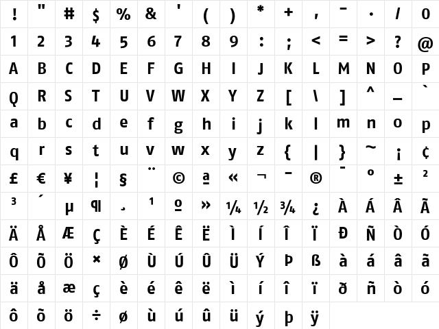 FagoNoLf-Bold Bold  glyph index