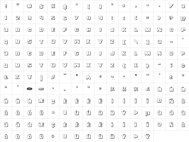 Right Hand Luke 3D Regular  glyph index
