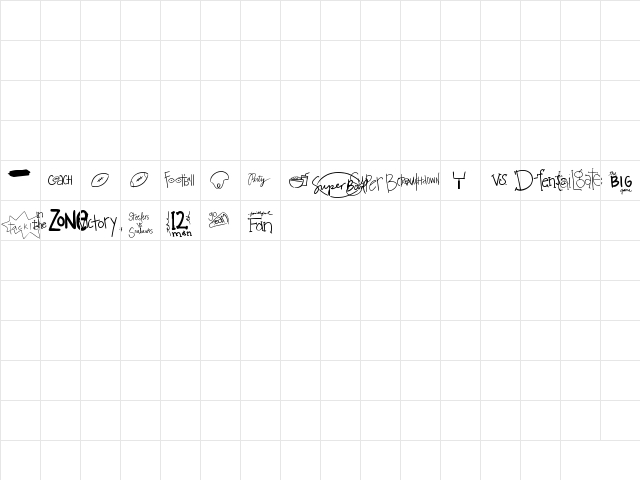 2peas football Regular  glyph index