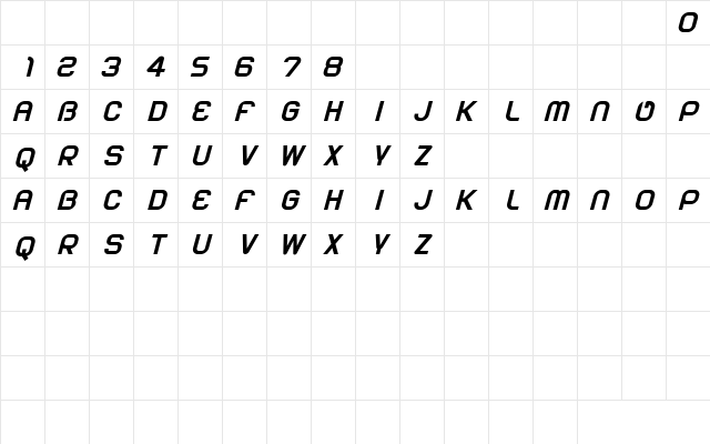 CF Saturn 21 PERSONAL Regular  glyph index