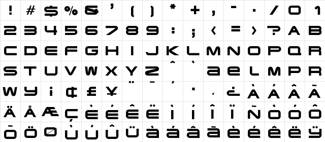 Fairbanks Regular  glyph index