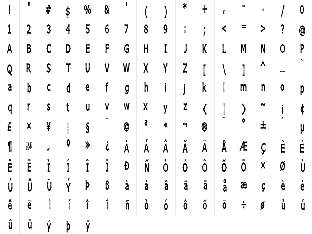 Chizz High Regular  glyph index