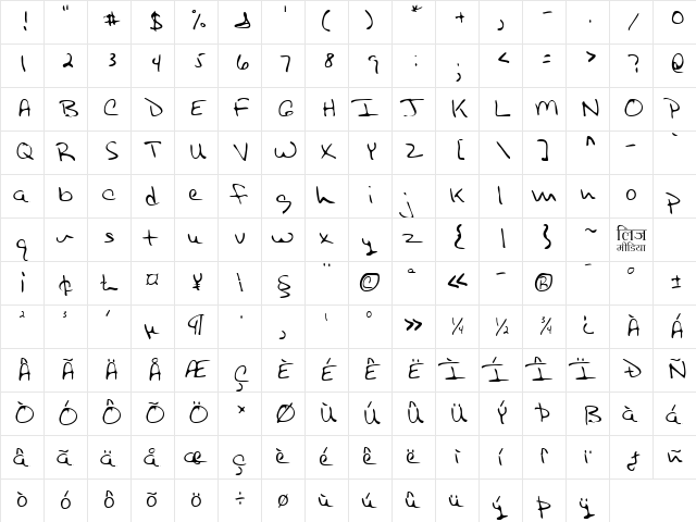 LEHN254 Regular  glyph index