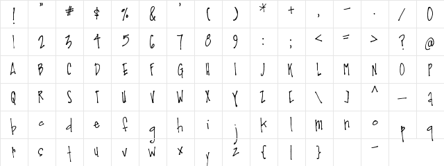AMC_Chatty Regular  glyph index