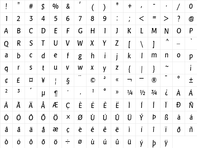 LTPisa Regular Regular  glyph index