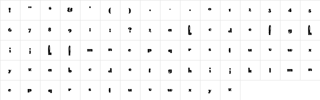 RabbitEars Regular  glyph index