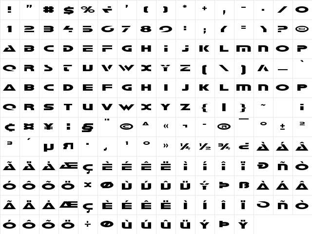 Galant Regular  glyph index