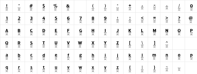 KangrooFace Regular  glyph index