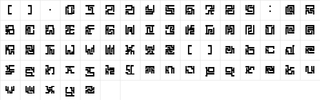 ZETUEIALP Regular  glyph index