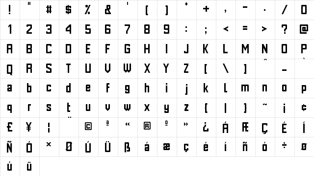 zancle eYe/FS Regular  glyph index