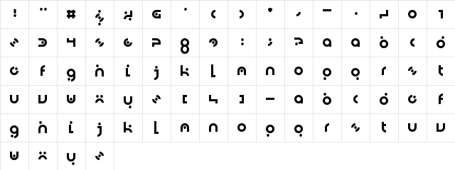 DotLirium Regular  glyph index