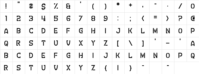 Crevice Stencil Regular  glyph index