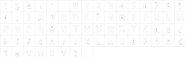 NuWaveCondensedOutline Regular  glyph index