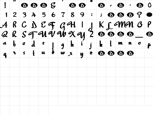 WitchyKitchen Regular  glyph index