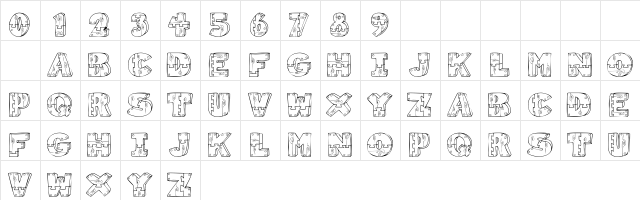 101! Wooden 'Bet Regular  glyph index