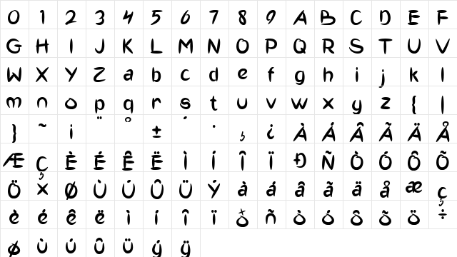 Little Alien Regular  glyph index