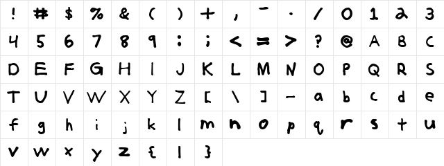 Jerkoff Normal  glyph index