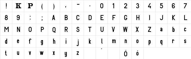 PKP Normalny  glyph index
