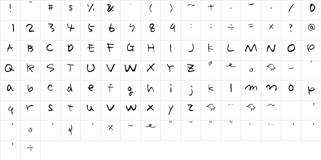 HolidayMDJP01 Regular  glyph index