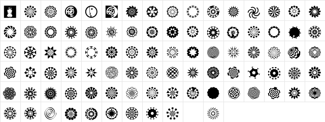 Wach Op-Art Regular  glyph index