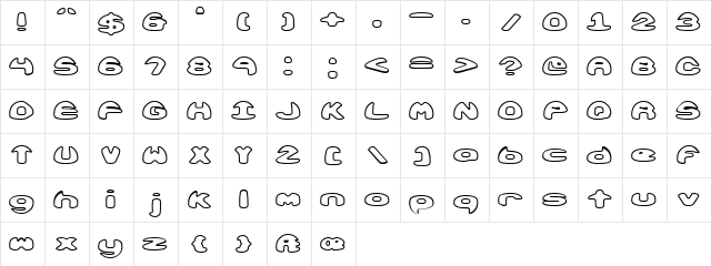 Obloquy Outline (BRK) Regular  glyph index