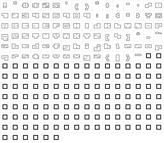 1B_MAZE-white Regular  glyph index