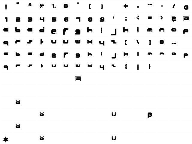 Beach House stars Regular  glyph index