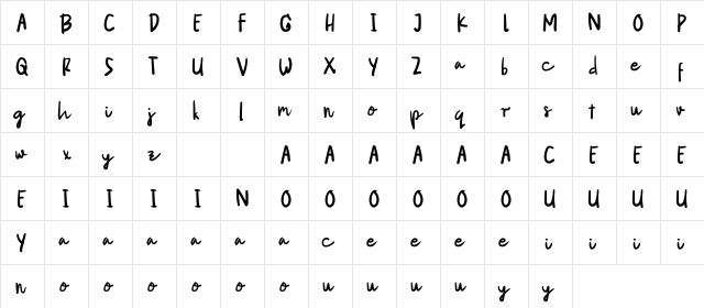 Verbally Regular  glyph index
