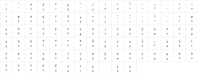 HammerKeys Regular  glyph index