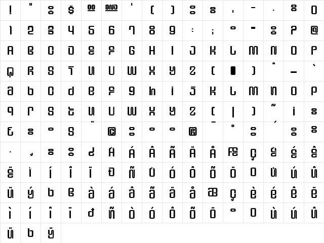 Supervixen Honeyed Out Regular  glyph index